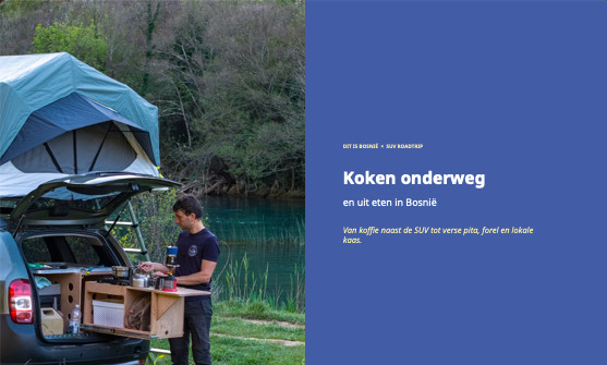 Omslag van Koken onderweg met campingbox en kookplek achter de SUV